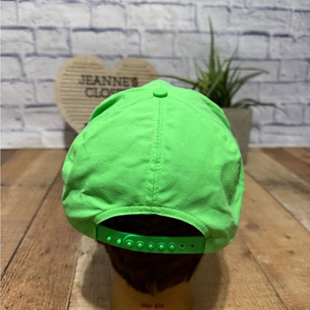 VINTAGE NEON GREEN FOLGERS RACING TEAM ADJ SNAPBACK CAP/HAT MADE IN USA - Picture 6 of 8